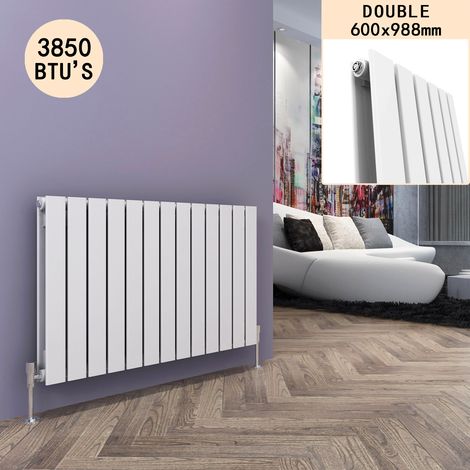 ELEGANT 600 x 988 mm White Horizontal Radiator Column Designer Radiator Heater Double Flat Panel (1/5)