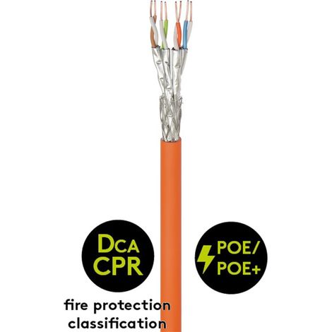 91888 Goobay câble réseau catégorie 7a S/FTP (PiMF) 100 mètres (Orange) - Câble réseau d'installation - Cat 7a S/FTP PiMF - Rouleau 100m - Orange (1/2)
