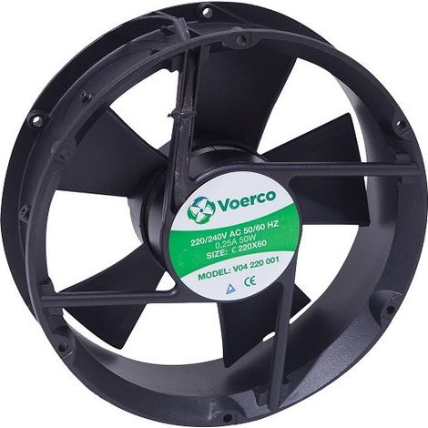 Em Distribution – Ventilateur axial 230Vac Ø220x60 – Débit d'air 650m3/h – Puissance 48W – Refroidissement armoires électriques (1/2)