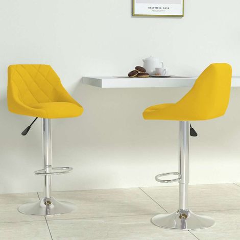 vidaXL Tabourets de bar lot de 2 jaune moutarde velours (1/5)