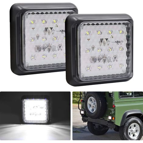 2PCS Feu Arrière LED pour Remorque,Carrés Feux Remorque LED 24V Blanc Feux de Frein Arrière Feux Antibrouillard pour Camion/Remorque/Caravane/Tracteur/Voiture,12LED-Blanc (1/5)