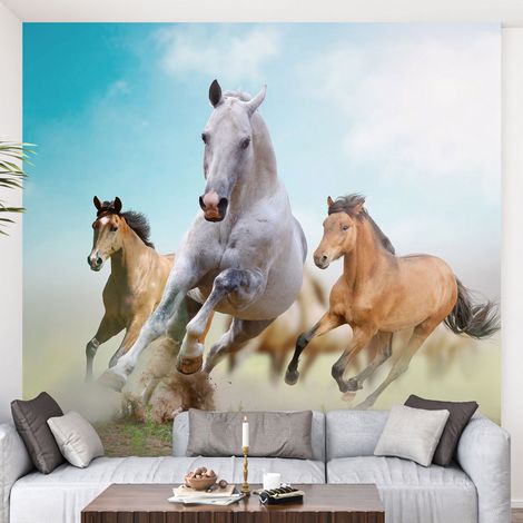 Papier peint panoramique - Chevaux - 130 cm x 132 cm (1/4)