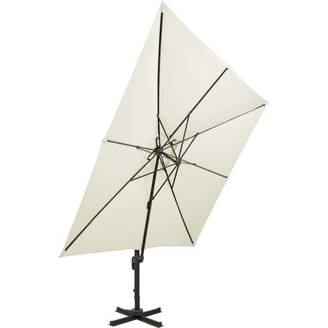 Ombrellone Parasole da giardino a sbalzo con doppio piano 300x300 cm Sabbia (1/5)
