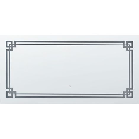 Espejo de pared LED de vidrio plateado 120 x 60 cm colgante maquillaje Avranches