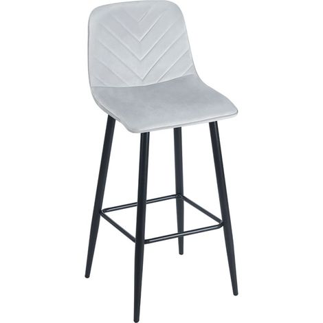 Taburetes Cocina - Taburete Coyal Black Terciopelo - Gris (1/5)