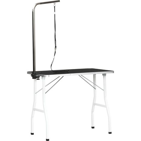 Table toilettage chien réglable 91.5x61.5x76cm avec boucles pour bain séchage coupe poils à domicile matériel professionnel - noir (1/5)