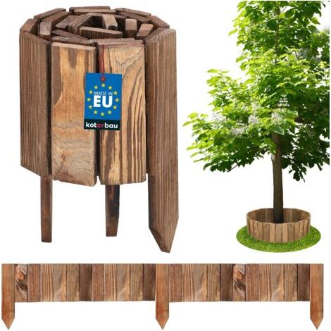 Bordure Jardin Exterieur Bois - 110 x 15 cm - Cloture Bois Jardin - Brun - Palissade Flexible - Décoration Jardin-NANOTEH (1/5)