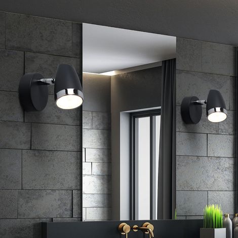 2x LED Wand Spot Leuchten Wohn Zimmer Strahler Dielen Chrom Lampen verstellbar