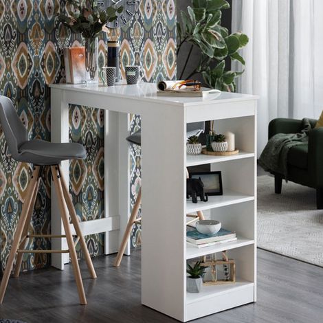 Mesa Fija Sedriano, 2 Plazas, Forma Rectangular, Tablero de Madera Noble, 120x50x105h cm Blanco (1/5)