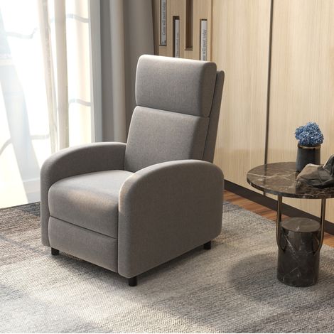 Fauteuil relax inclinable 160° en lin gris OKMYHOME (1/4)