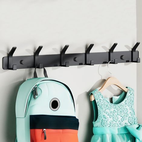 Wandhaken für Kleidung, moderne Wandhaken für Hüte und Handtücher, Metall-Wandhaken für Kleiderschränke, Haken für Schlafzimmer und Badezimmer (6 Haken) (schwarz)