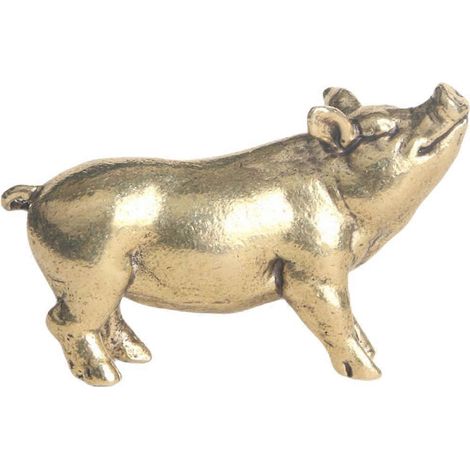 Figurine de cochon rétro en laiton, statue d'animal antique, modèle de cochon, objet de décoration de bureau pour la maison ou le bureau.-4.95x2.6x3.2cm-Golden (1/4)