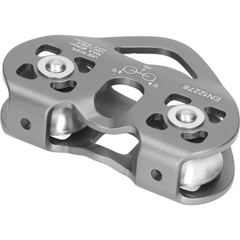 Poulie double axe en aluminium aviation pour escalade et alpinisme, grise (1/5)