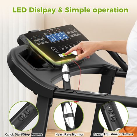 Tapis de course électrique pliable inclinaison 2 niveaux 120 kg application suivi forme physique