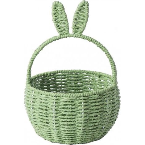 Panier de Pâques avec lapin, paniers de Pâques pour enfants, paniers de Pâques en osier avec anse et oreilles de lapin, panier tressé pour demoiselle d'honneur (vide, pour fleurs, biscuits, bonbons, d (1/5)