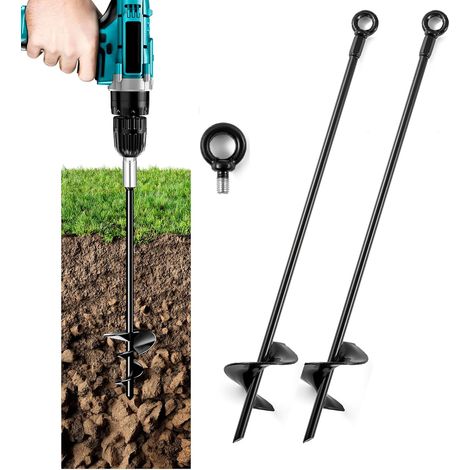 Lot de 2 Piquets de Tente Vis 46cm, Ancres de Sol Lourdes pour Tente, Trampoline, Abri de Jardin, Jeux Enfants (1/5)