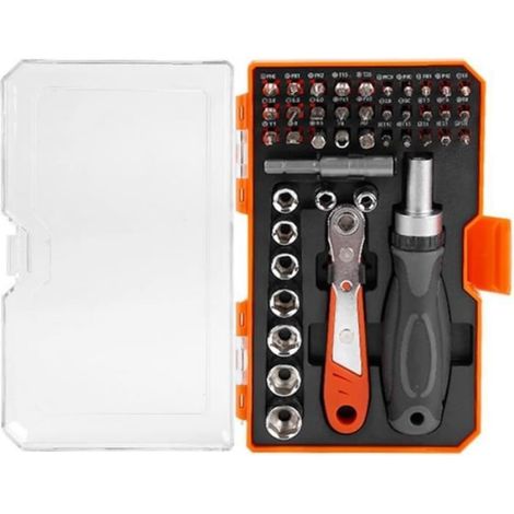Tournevis À Cliquet - Ensemble 42 Pièces - Pour Maintenance Électronique Et Automobile - Embouts De Précision En Acier Chrome-Vanadium (1/4)