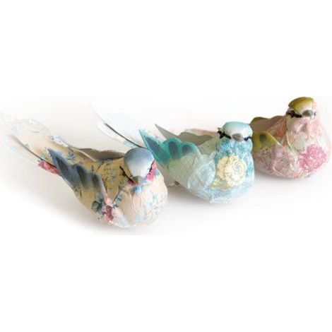 3 OISEAUX PAPIER COULEUR SUR PINCE - 10X4 CM (1/2)