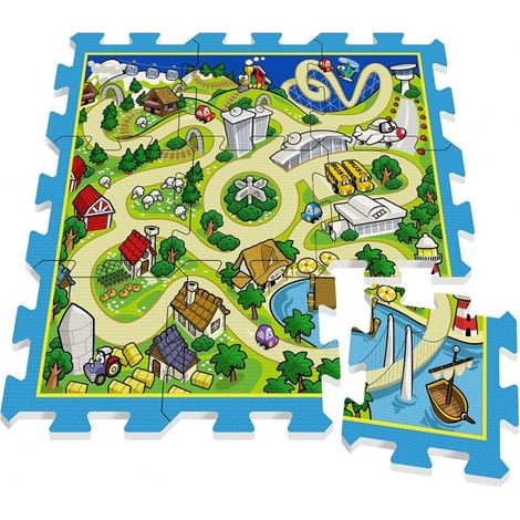 Schaumstoffpuzzle CITY - STREET Spielmatte für Babys 93x93cm ZA3150