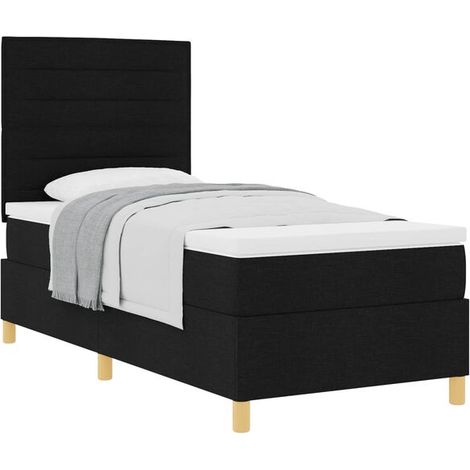Matelas à ressorts avec sommier noir, dimensions 80 x 200 cm, revêtement en tissu. (1/5)
