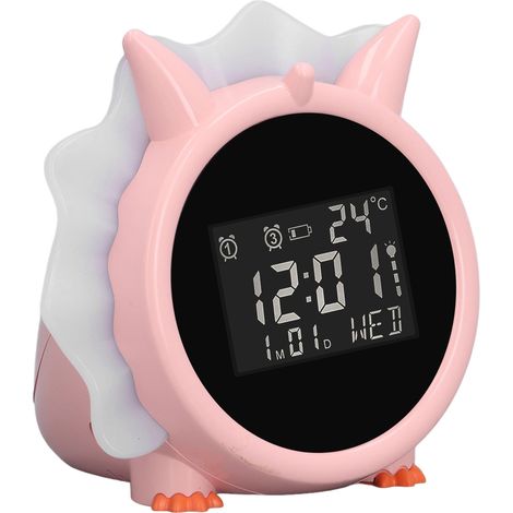 Wecker in rosa Dinosaurierform, multifunktionaler LED-Nachttischwecker (1/5)