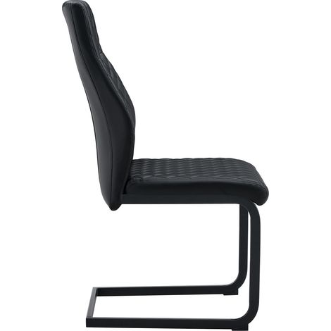 Set tavolo da pranzo rotondo in vetro 85 cm e 2 sedie nere in PU HOMVRA (1/5)