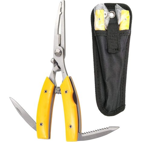 Pinze da Pesca in Acciaio Inossidabile, Forbici da Pesca Frese per Linea Treccia Rimozione Amo da Pesca Accessori per Attrezzatura da Pesca,Giallo (1/5)