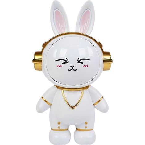 Tirelire créative en forme de lapin astronaute, figurine d'astronaute, objet de décoration mignon et original pour votre bureau.-White (1/5)