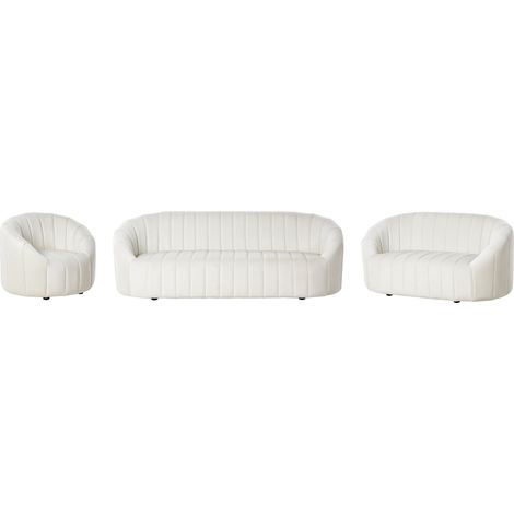 Conjunto de sala de estar terciopelo asiento acolchado respaldo bajo retro contemporáneo blanco crema Malung