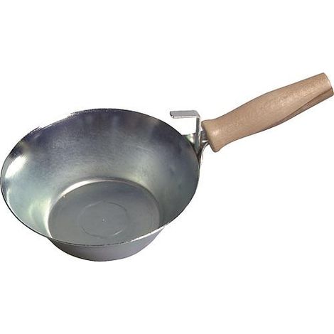 Poêlon de plâtrier 180 mm – Manche en bois – Finition conique galvanisée pour durabilité – Idéal pour travaux de plâtrage – Haromac (1/3)