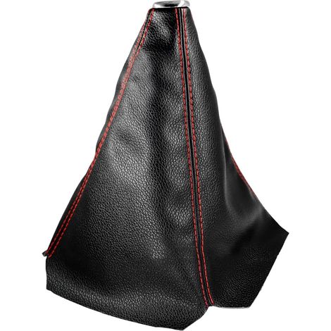 Funda protectora para palanca de cambios de coche, de cuero genuino, para manual o automática, decorativa para interior de coche (PU negra y roja)