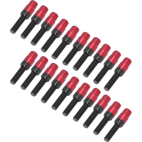 Boulons de Roue à Siège Conique, R13 Boulons de Roue à Siège Sphérique M14x1,5 pour Véhicules (Rouge) (1/5)