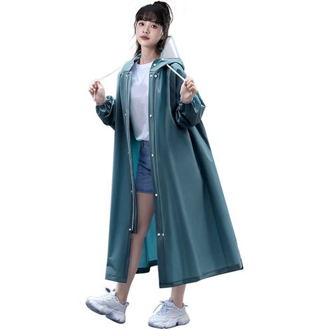 Imperméable femme EVA réutilisable et épais, long, vert, pour motos électriques, taille L (1/5)