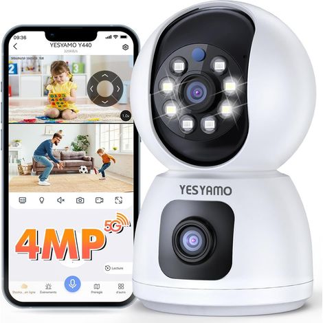 2.5K 4MP Caméra Surveillance WiFi Intérieure 360°, Caméra Bébé/Animaux avec WiFi 2.4G/5G, Vision Nocturne Intelligente, Détection de Personne et Suivi Auto, Audio Bidirectionnel (1/5)