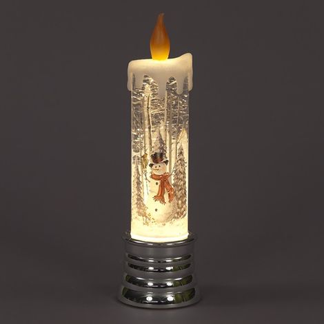 Snowtime Christmas Water Candle with Snowman - Battery Operated
