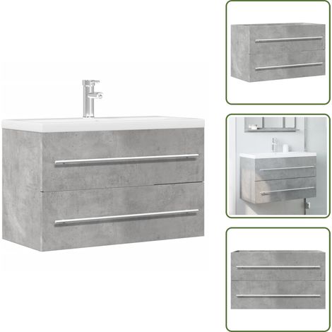 The Living Store Waschbeckenunterschrank Beton Grau 80x38,5x48 cm - Bad Schrank (1/5)