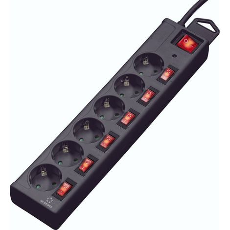 Renkforce 615B-CMB-S Multipresa con protezione da sovratensioni 6 scomparti Nero Schuko 1 pz.