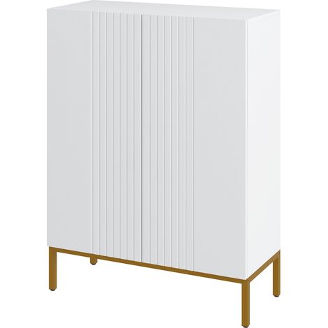 Meuble à chaussures 20 paires, armoire à chaussures moderne avec portes à fermeture douce, étagères réglables, blanc (1/5)