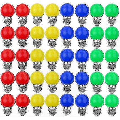 Ampoules LED Décoratives E27, Lot de 40 Lumière Multicolores, 240 Lumens, AC220V-240V, Rouge Jaune Bleu Vert Mélangés pour Fête et Maison (1/5)