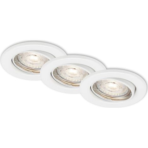 LED Einbauleuchte 3er Set dimmbar schwenkbar IP23 GU10 Ø8,8cm 5W Weiß Briloner