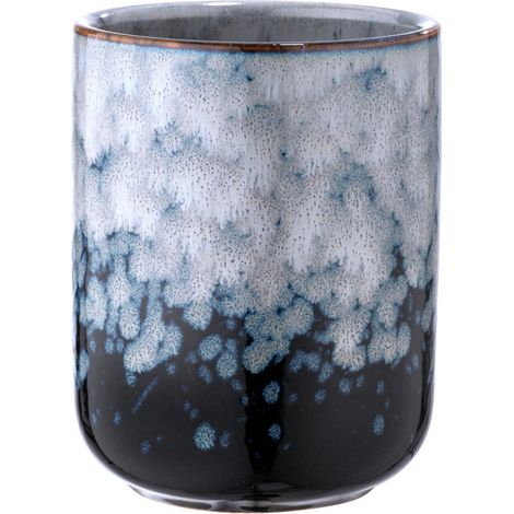 WENKO Keramik Zahnputzbecher Rosali in Blau 7,5 x 9,5 cm
