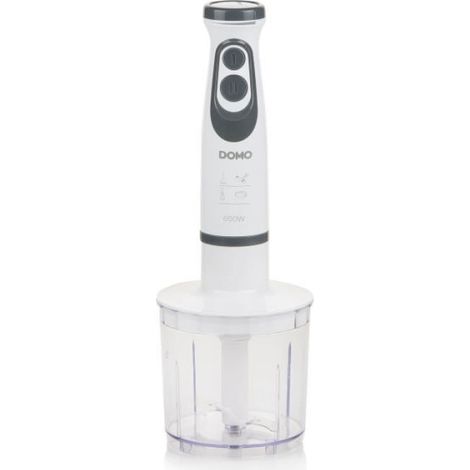 Mixeur Electrique Ensemble - DOMO - DO1089M - 600 W - Vitesse variable + Turbo - plongeur, fouet, hachoir, verre gradué - Blanc (1/3)