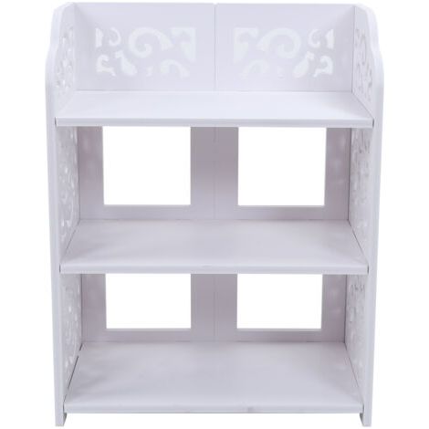 Étagère à chaussures creuse blanche à 3 niveaux, étagère de rangement, 60 cm (1/5)