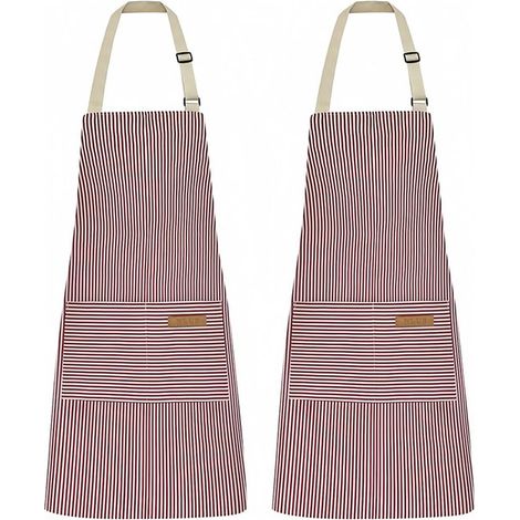 Grembiuli Duo - Grembiuli da cucina - Grembiuli a righe - Con tasche - Unisex - Stile E (1/5)