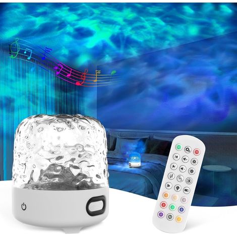 LED Projektor Lampe Ozean Welle - 16 Farben Aurora Licht Effekte - Kabellos mit Bluetooth Lautsprecher & Fernbedienung - Nachtlicht für Schlafzimmer, Party, Deko - Geschenkidee
