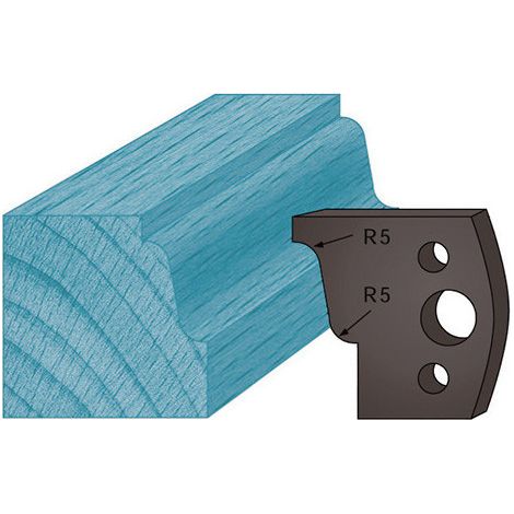 Diamwood Jeu de 2 Contre-Fers Profilés Ht. 38 x 4 mm Doucine A31 pour Porte-Outils de Toupie - Épaisseur 4 mm - Acier Haute Qualité - Entraxe 24 mm - Compatible avec Divers Modèles (1/2)