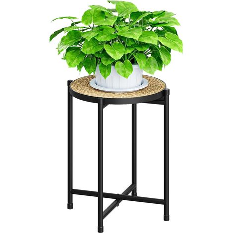 Support pour plantes d'intérieur en rotin, table ronde pour grandes plantes, support de plantes haut et robuste pour salon, chambre à coucher, balcon, décoration en rotin bohème (1/5)