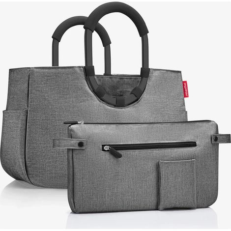 Reisenthel OS7052 Loopshopper M Frame Twist Borsa con scomparti in PET riciclate 2 in 1 con tasche esterne e interna con zip colore Silver