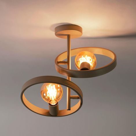 Plafonnier design métal beige mat 2 anneaux TRIBECA (1/3)