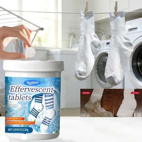 KineShineX sock cleaning sheets clean socks, removing stains, dirt, and odors. Multi-functional stain remover and cleaner. (1/4)